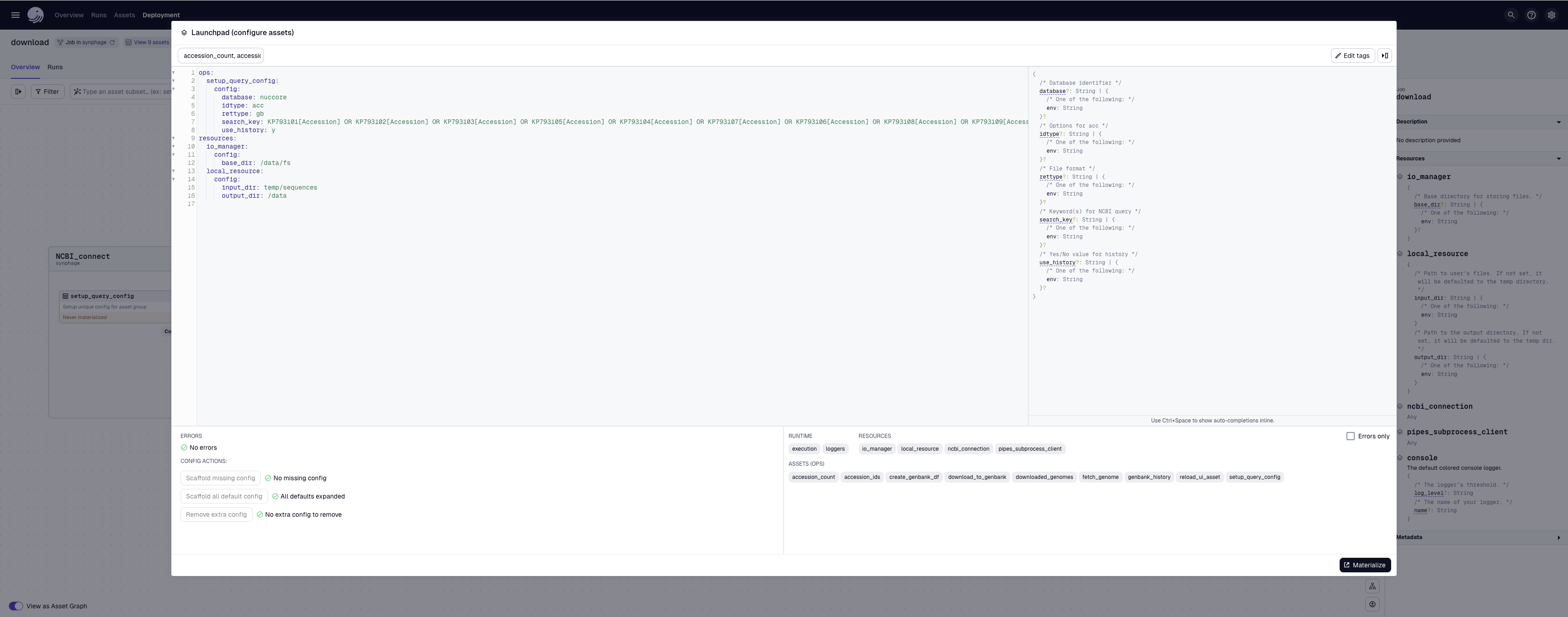 Config panel - Download Job